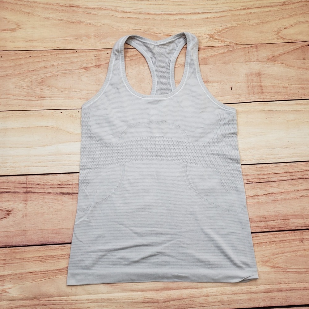Lululemon Shirt Womens 6 Gray Outdoors Tank Top Lightweight Gym Yoga Ladies *